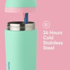 Owala Kids Flip Insulated Stainless-Steel Water Bottle with Straw and Locking Lid, 14-Ounce, Brown/Teal (Mint Chocolate Chip)(Teal & Pink)