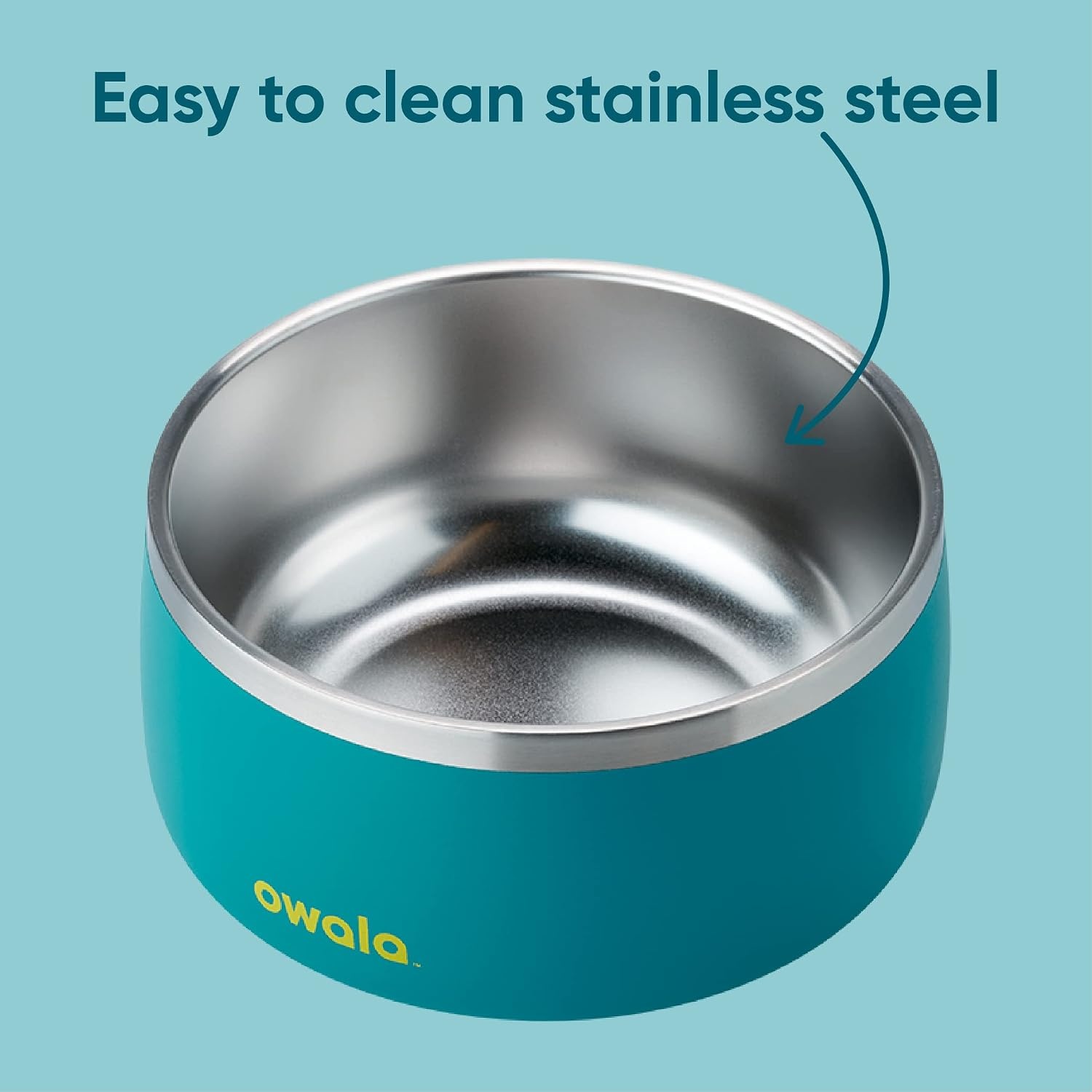 image:imageOwala Pet Bowl Durable Stainless Steel Food and Water Bowl for Dogs Cats and All Pets NonSlip Base 24oz White Shy MarshmallowTurquoise Caicos