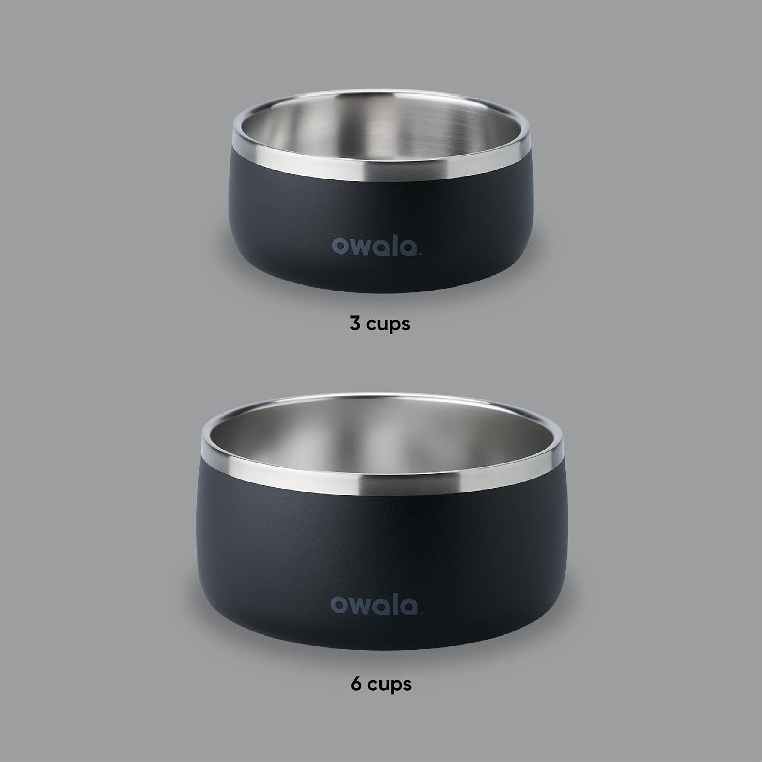 image:imageOwala Pet Bowl Durable Stainless Steel Food and Water Bowl for Dogs Cats and All Pets NonSlip Base 24oz White Shy MarshmallowVery Very Dark