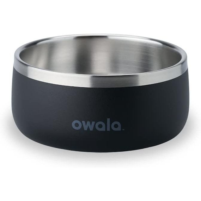 image:imageOwala Pet Bowl Durable Stainless Steel Food and Water Bowl for Dogs Cats and All Pets NonSlip Base 24oz White Shy MarshmallowVery Very Dark