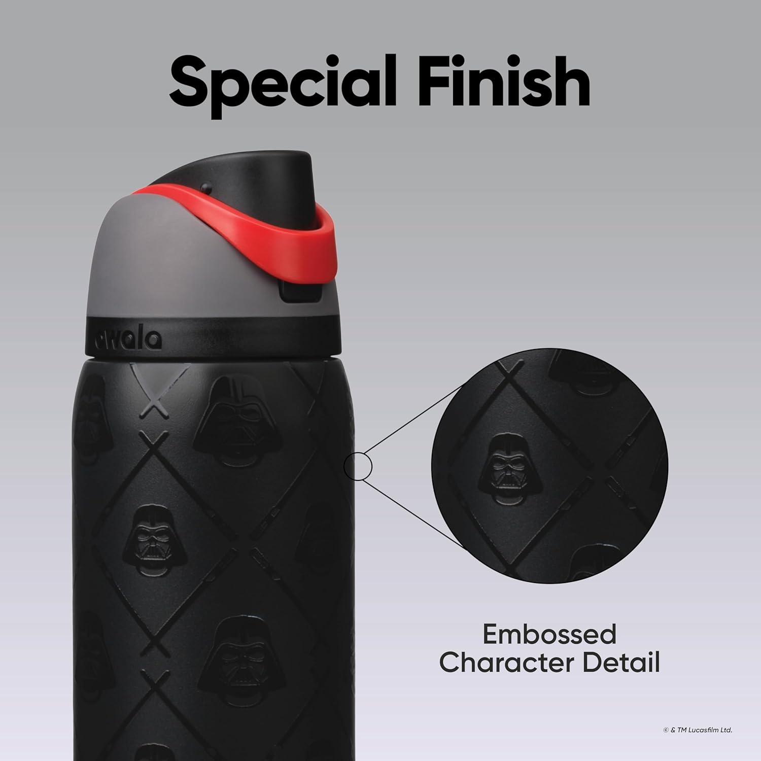 image:imageOwala Marvel FreeSip Stainless Steel Water Bottle 24 oz Black PantherDarth Vader