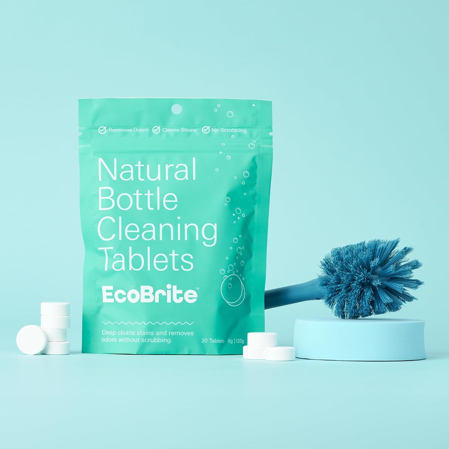 image:imageOwala EcoBrite Powerful Cleaning Tablets Cleans Bottles Coffee Cups Pots Pans Camping Gear Pet Bowls and Much More 20 pack Individually Wrapped Made From Naturally Sourced ingredients