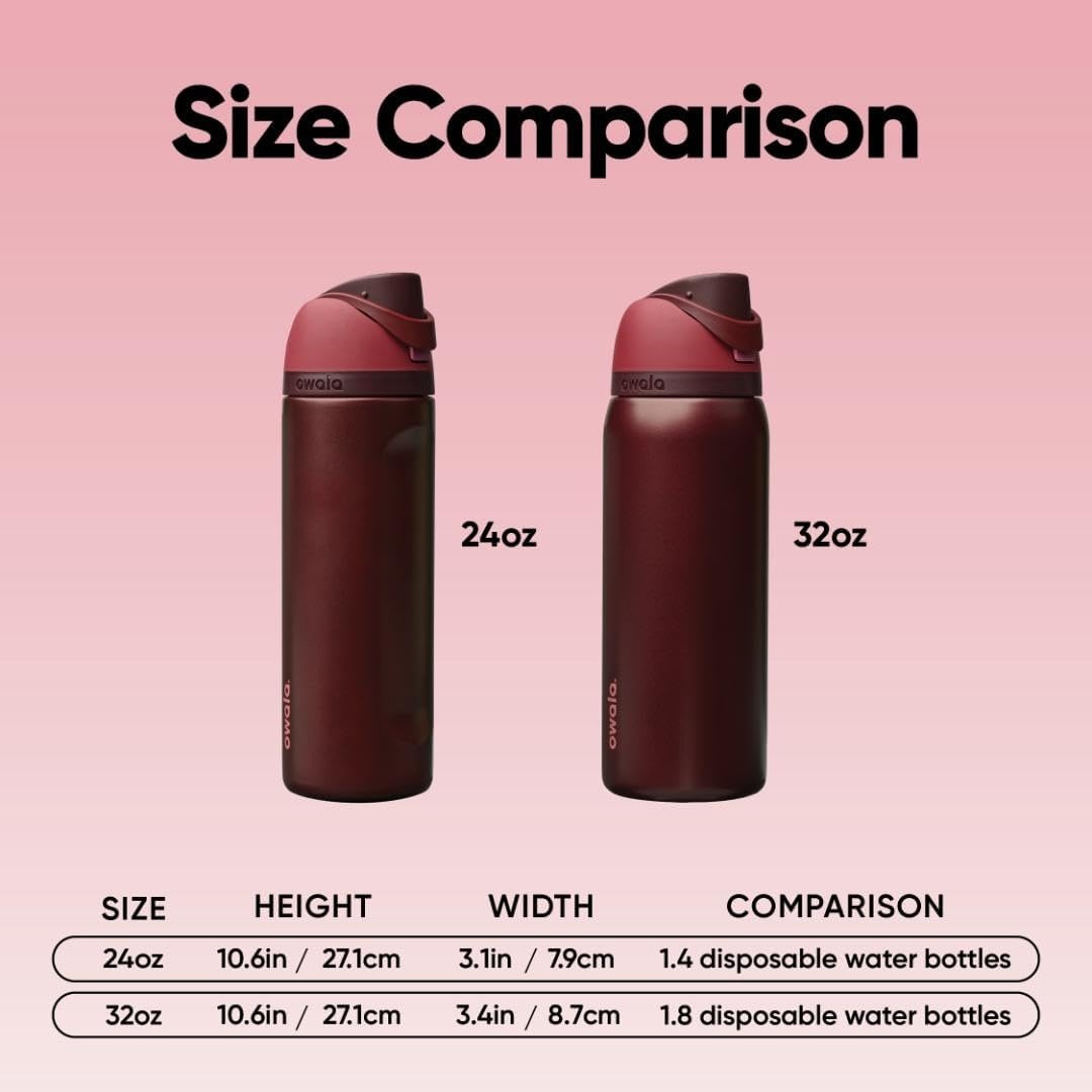 image:imageOwala FreeSip Kids Stainless Steel Water Bottle 16 oz Trail OnBlack Cherry