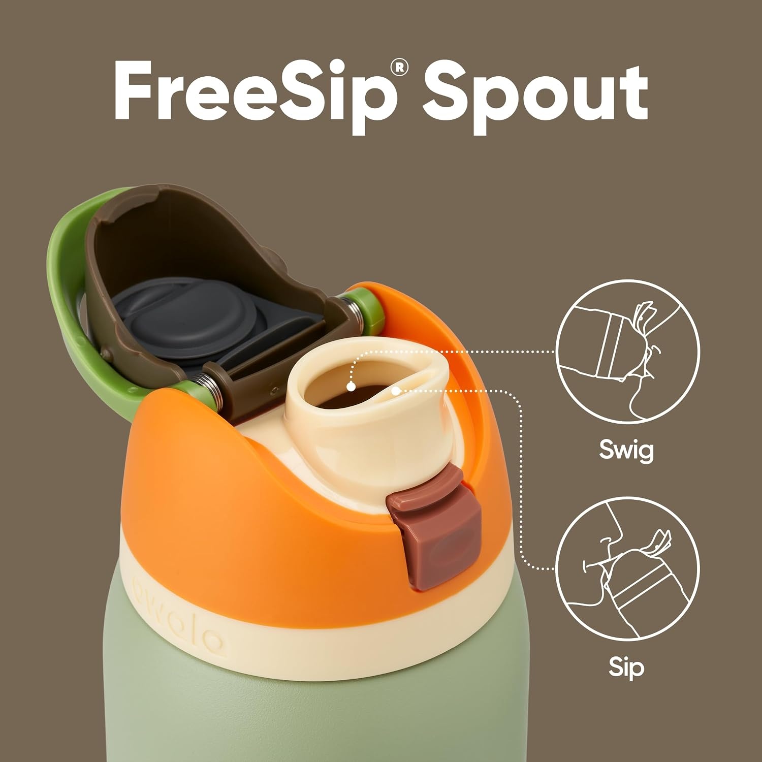 image:imageOwala FreeSip Kids Stainless Steel Water Bottle 16 oz Trail OnCamo Cool