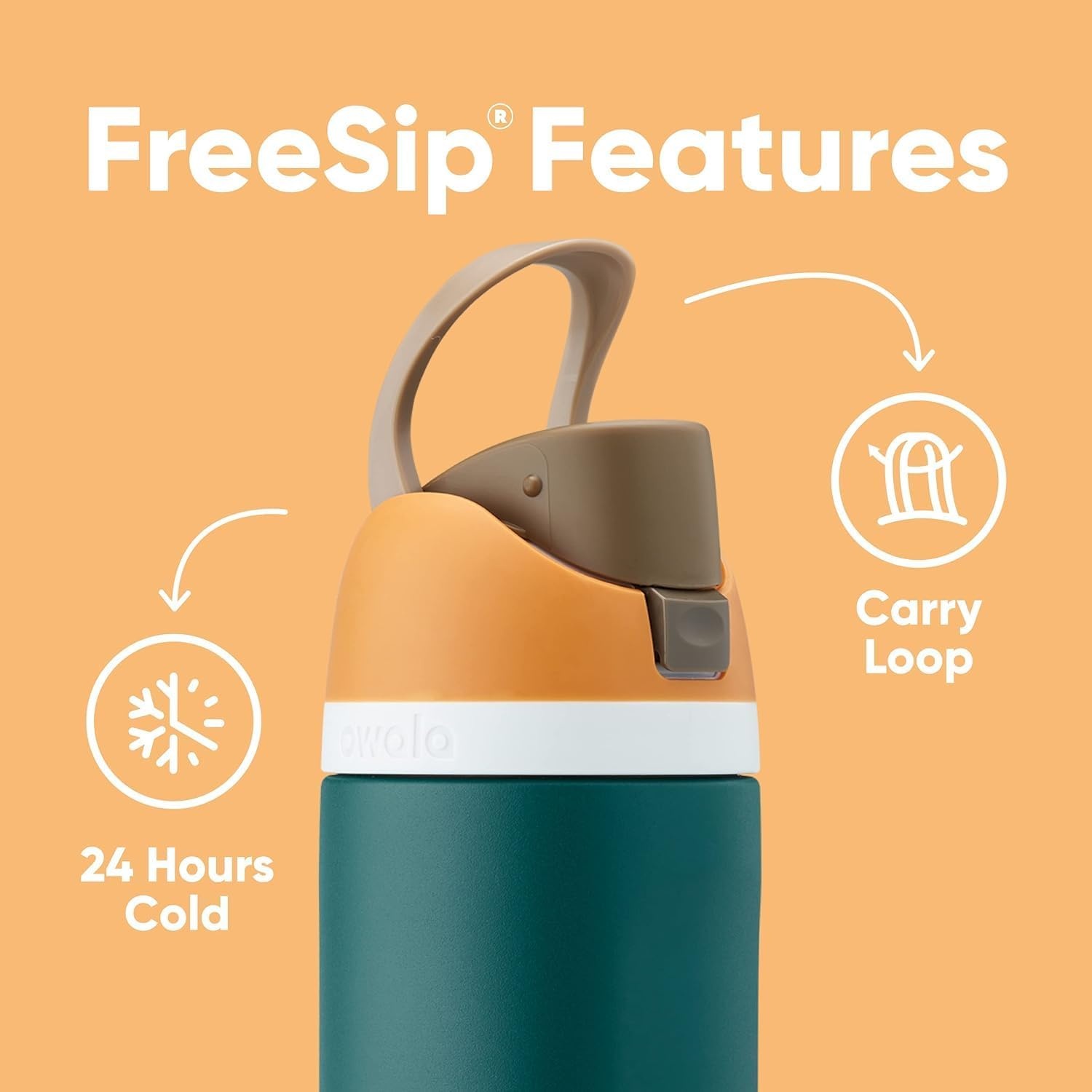 image:imageOwala FreeSip Kids Stainless Steel Water Bottle 16 oz Trail OnCandy Store