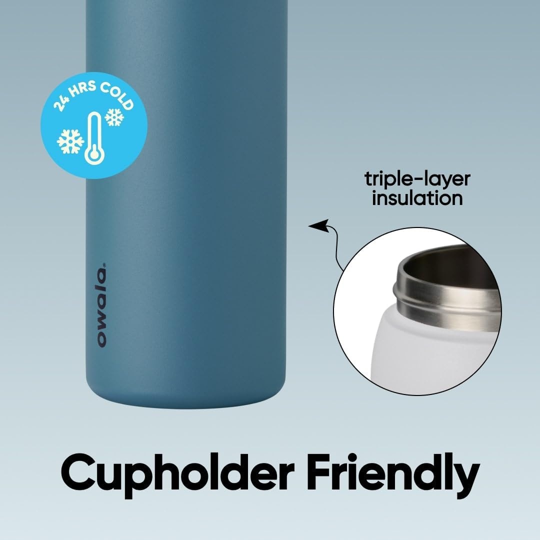 image:imageOwala FreeSip Kids Stainless Steel Water Bottle 16 oz Trail OnDenim