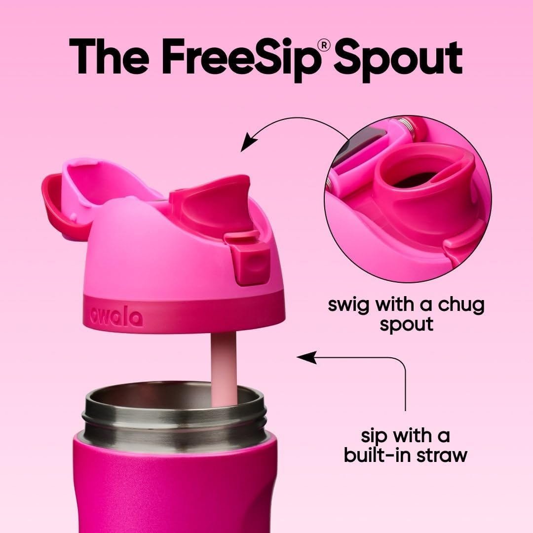 image:imageOwala FreeSip Kids Stainless Steel Water Bottle 16 oz Trail OnRead My Lips