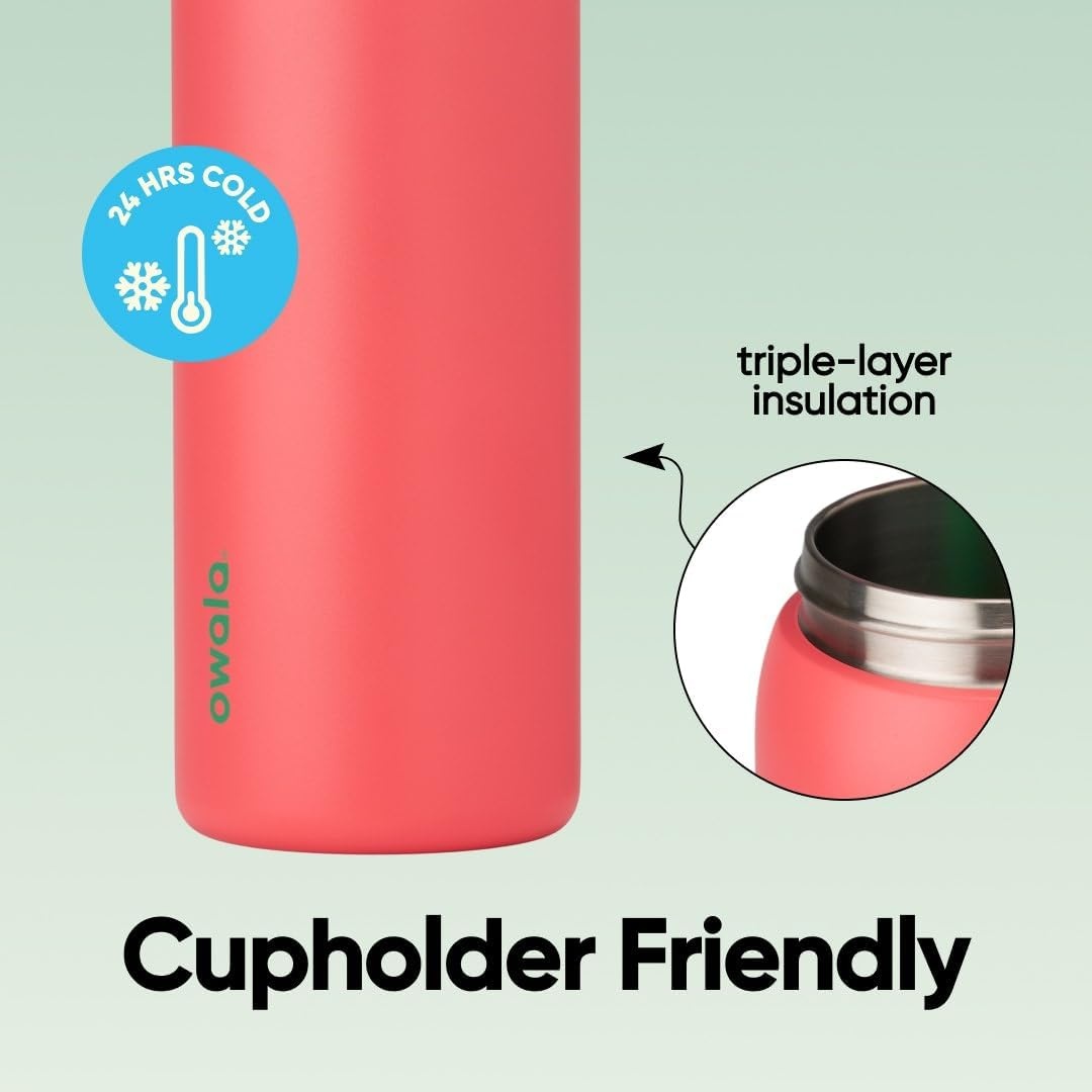 image:imageOwala FreeSip Kids Stainless Steel Water Bottle 16 oz Trail OnStrawberry Fields