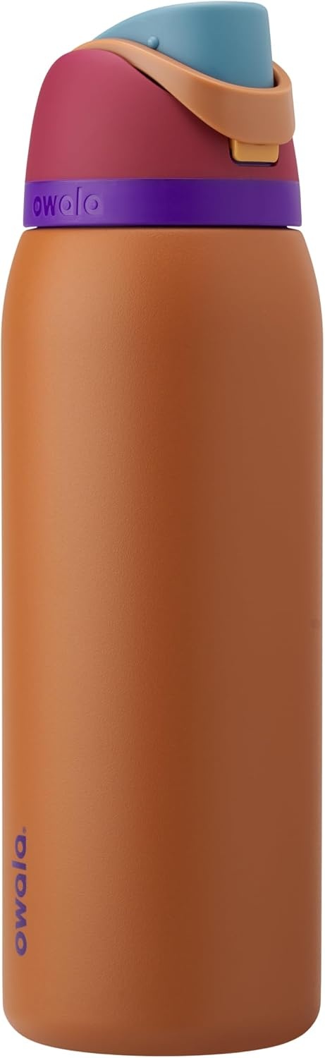 image:imageOwala FreeSip Stainless Steel Water Bottle 32 oz Round We GhostAmber Glow