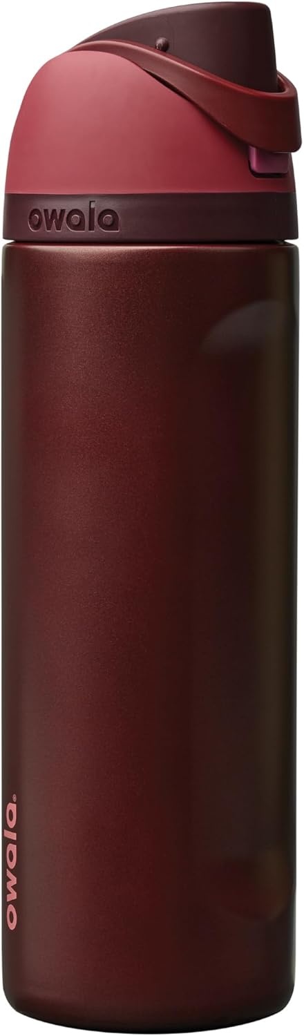 image:imageOwala FreeSip Stainless Steel Water Bottle 32 oz Round We GhostBlack Cherry