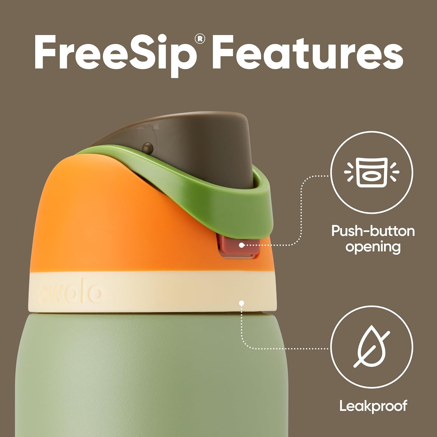 image:imageOwala FreeSip Stainless Steel Water Bottle 32 oz Round We GhostCamo Cool