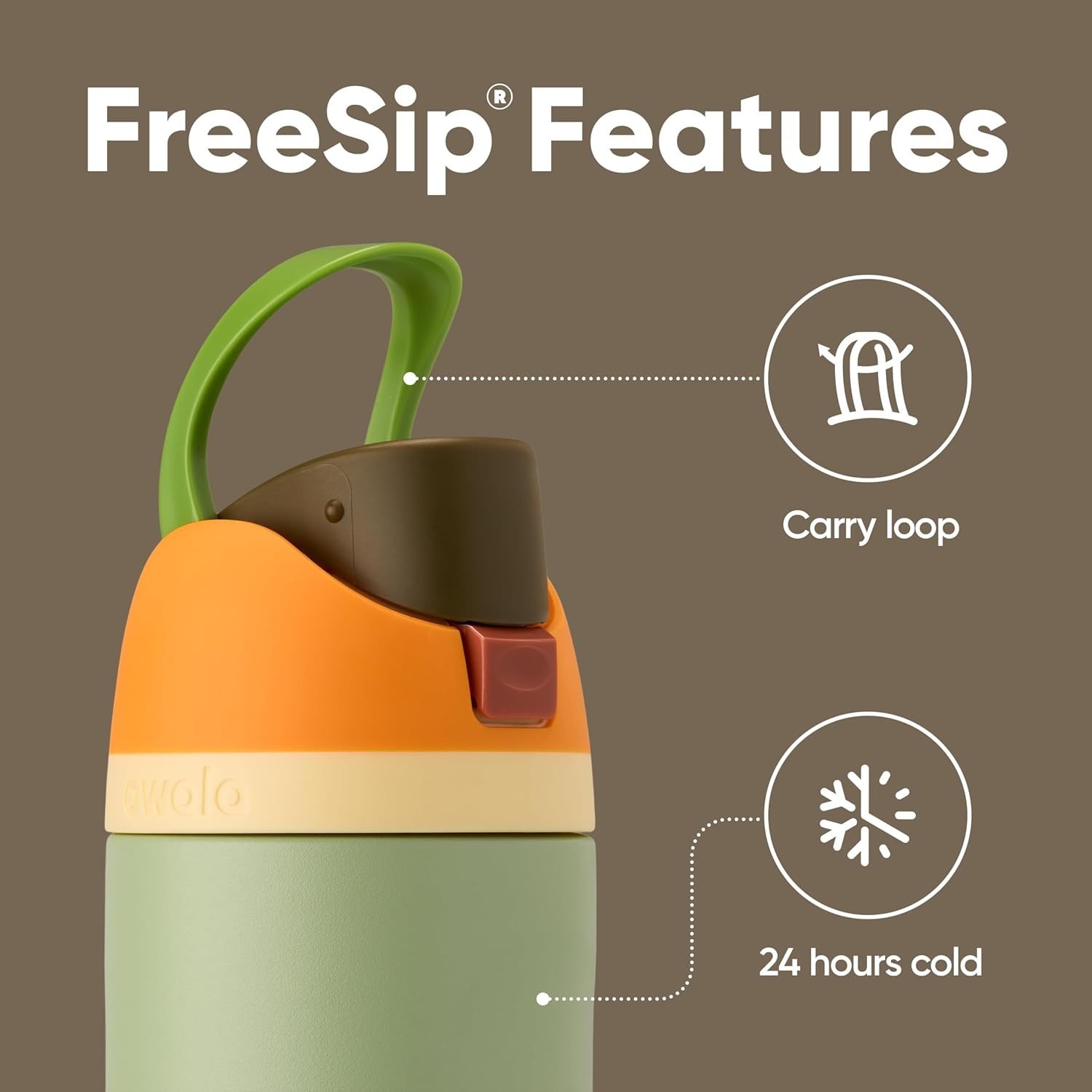 image:imageOwala FreeSip Stainless Steel Water Bottle 32 oz Round We GhostCamo Cool