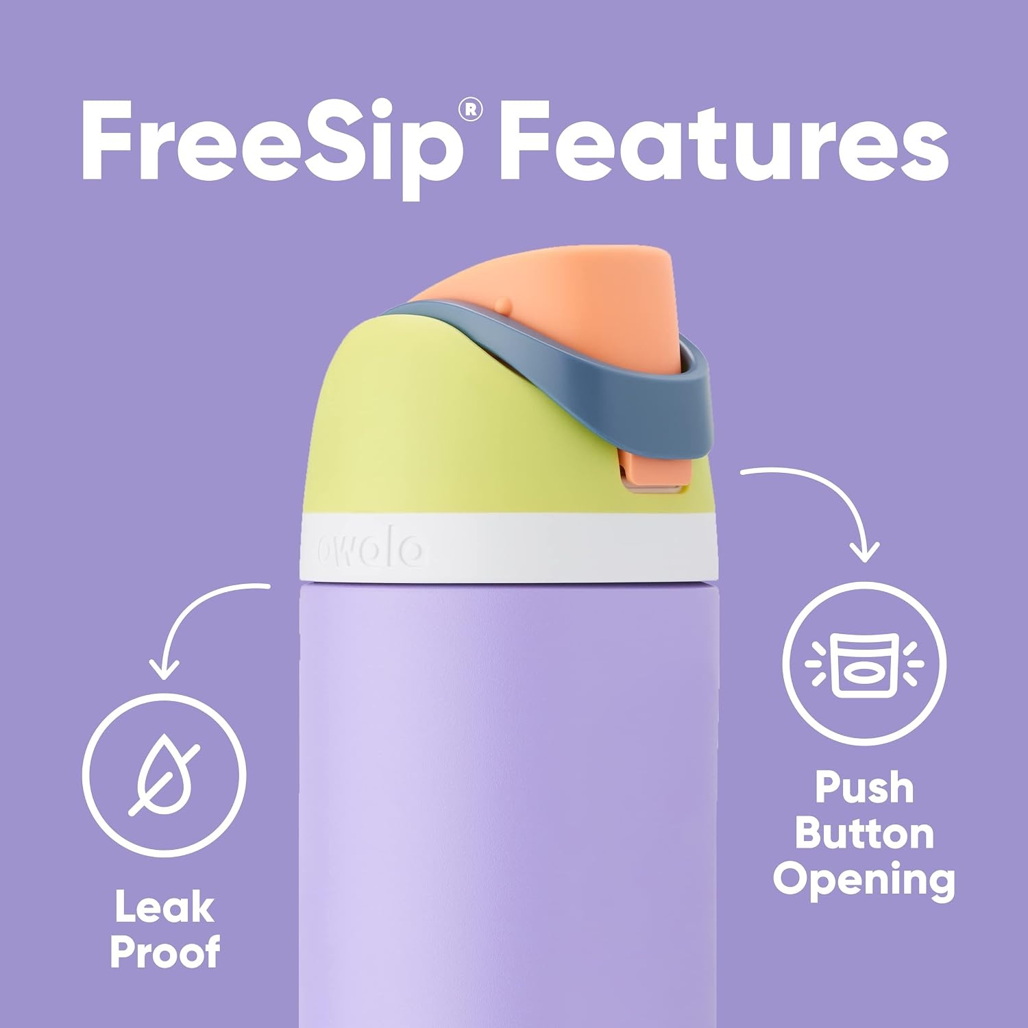 image:imageOwala FreeSip Stainless Steel Water Bottle 32 oz Round We GhostCamo Cool