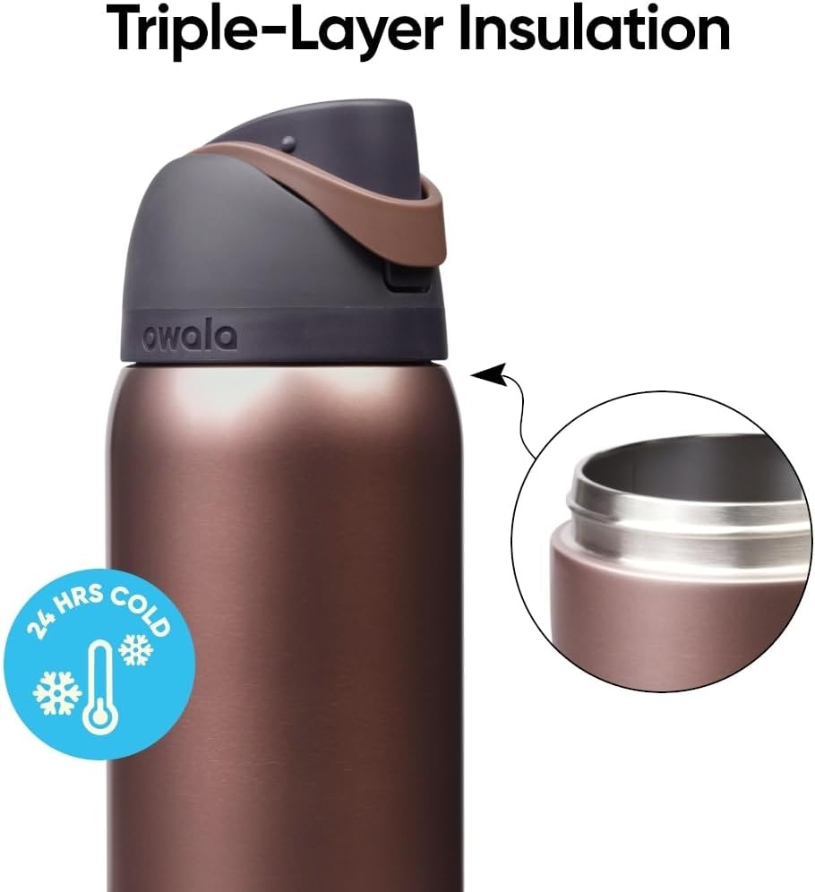 image:imageOwala FreeSip Stainless Steel Water Bottle 32 oz Round We GhostDesert Smoke