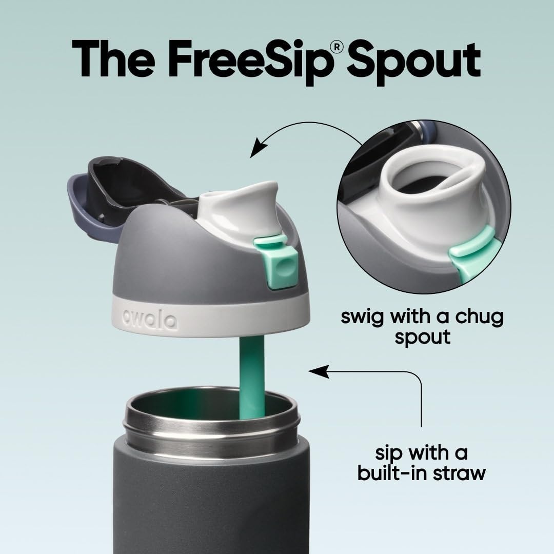 image:imageOwala FreeSip Stainless Steel Water Bottle 32 oz Round We GhostFoggy Tide