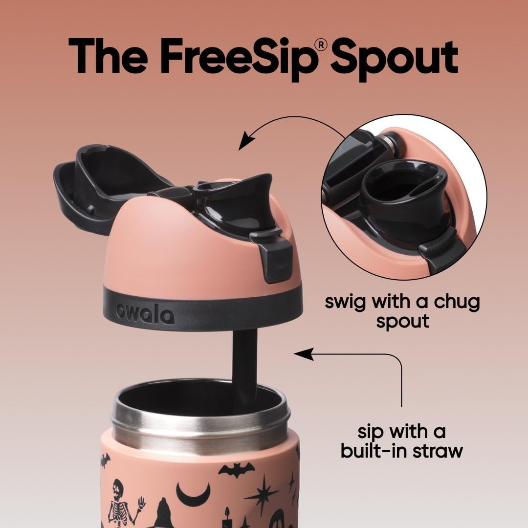 image:imageOwala FreeSip Stainless Steel Water Bottle 32 oz Round We GhostFright and Delight