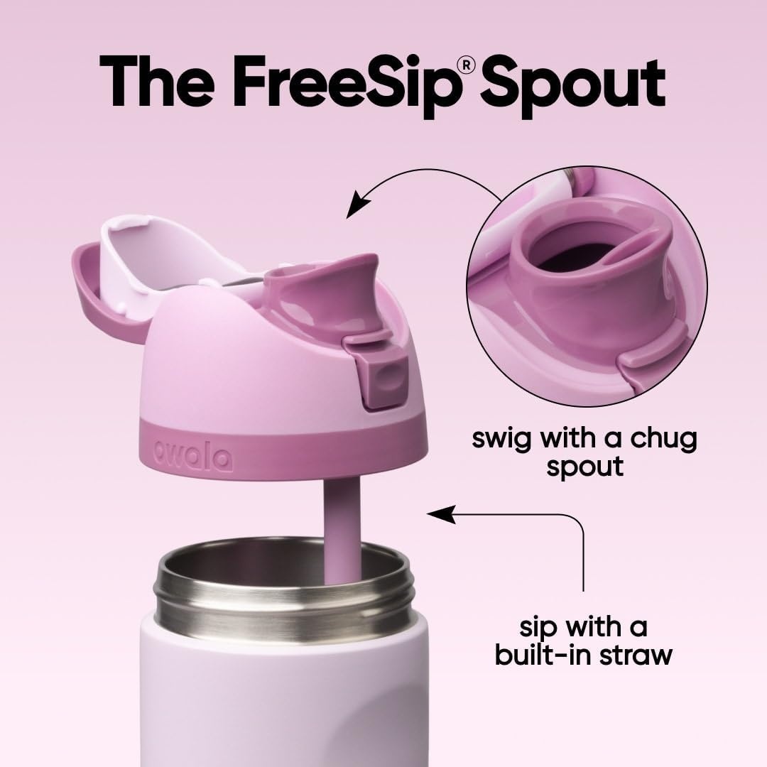 image:imageOwala FreeSip Stainless Steel Water Bottle 32 oz Round We GhostLilac You A Lot