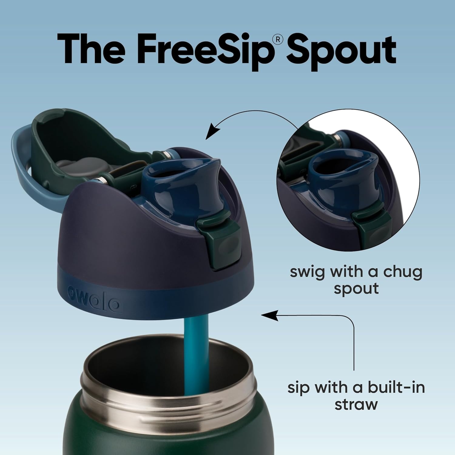 image:imageOwala FreeSip Stainless Steel Water Bottle 32 oz Round We GhostLost Signal