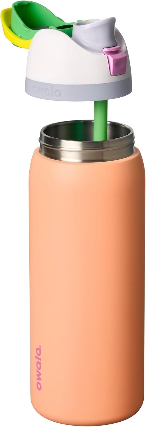 image:imageOwala FreeSip Stainless Steel Water Bottle 32 oz Round We GhostPeachy Keen
