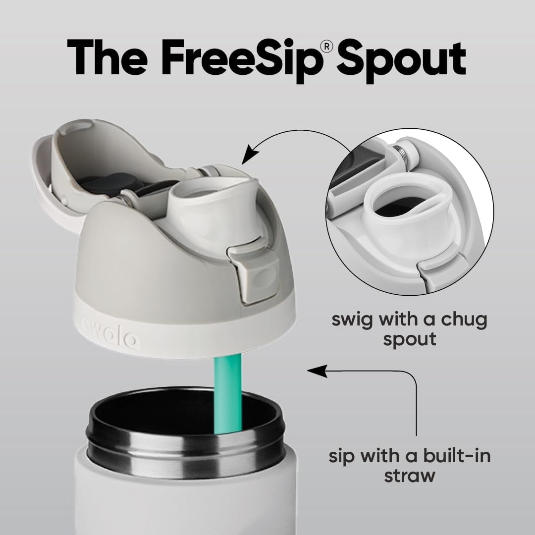 image:imageOwala FreeSip Stainless Steel Water Bottle 32 oz Round We GhostShy Marshmallow