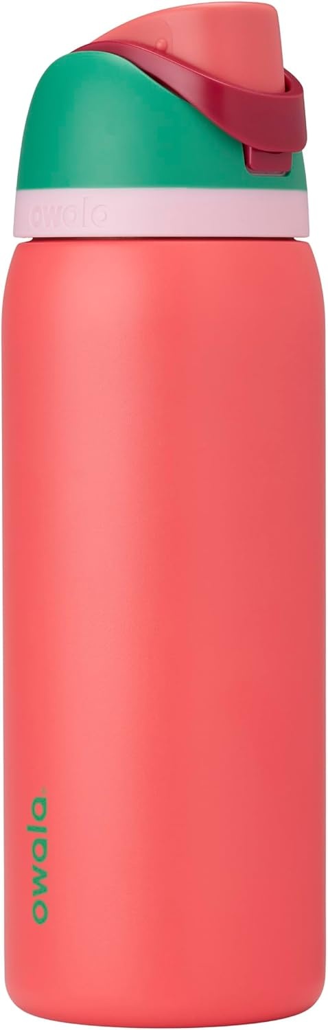 image:imageOwala FreeSip Stainless Steel Water Bottle 32 oz Round We GhostStrawberry Fields