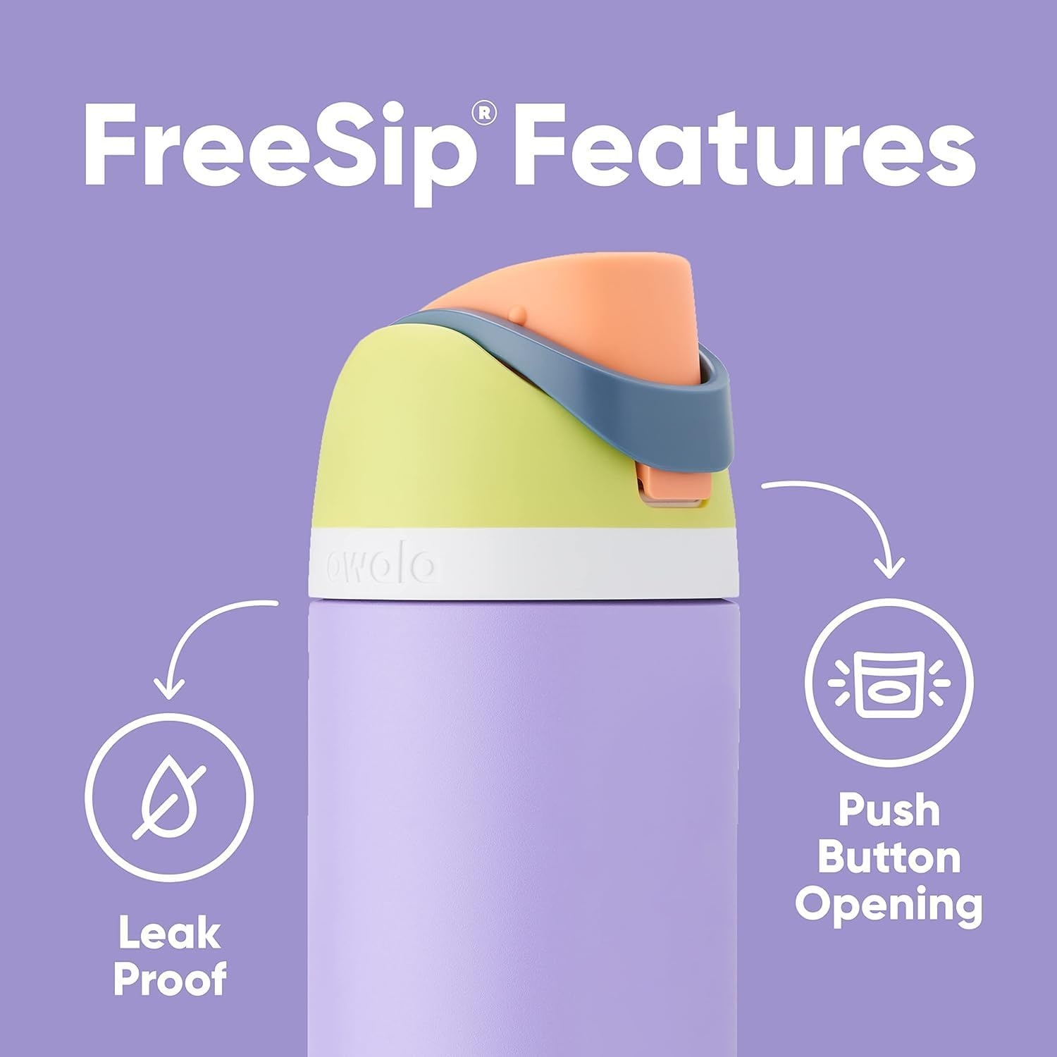 image:imageOwala FreeSip Stainless Steel Water Bottle 32 oz Round We GhostSurfs Edge