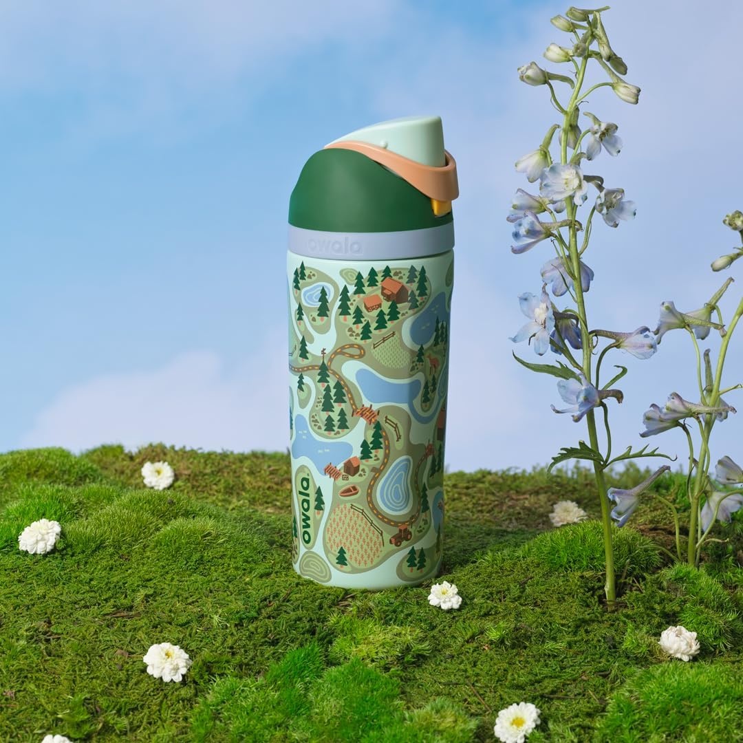 image:imageOwala FreeSip Stainless Steel Water Bottle 32 oz Round We GhostTrail On
