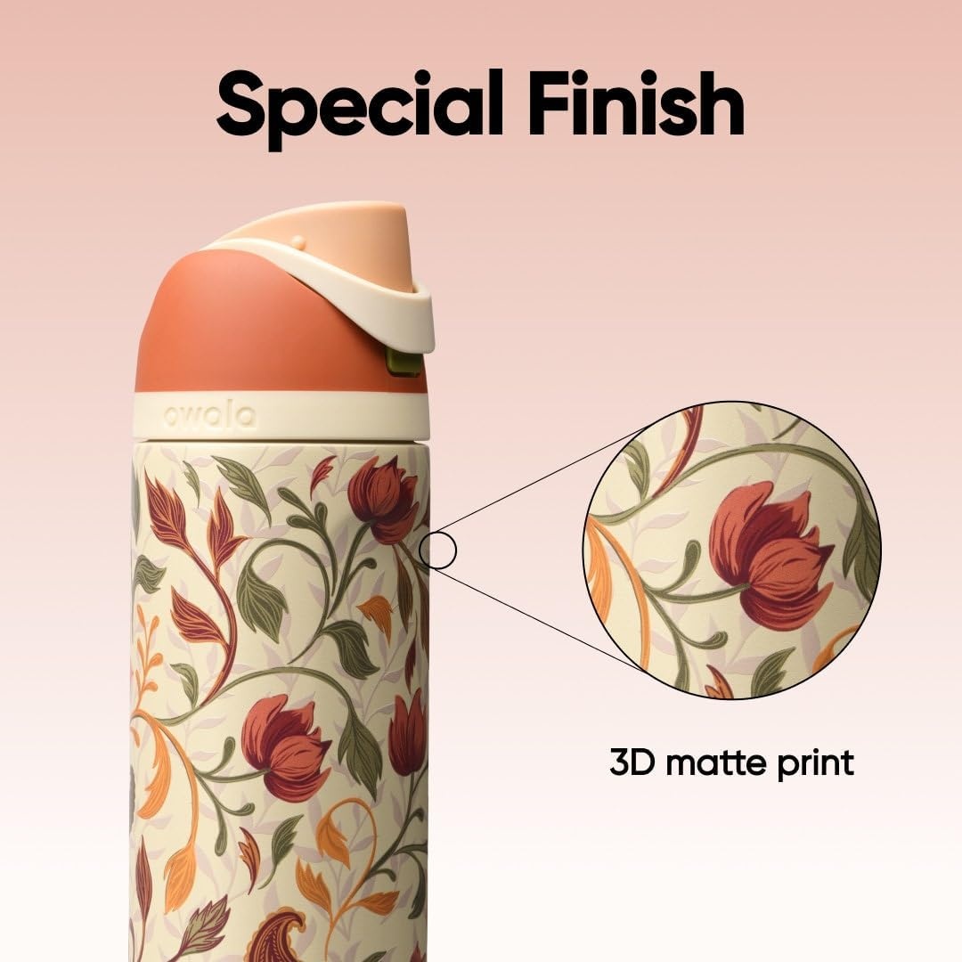 image:imageOwala FreeSip Stainless Steel Water Bottle 32 oz Round We GhostWoodland Boho