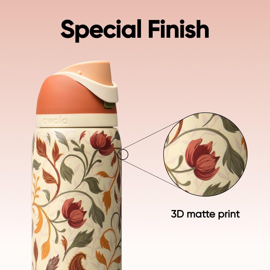 image:imageOwala FreeSip Stainless Steel Water Bottle 32 oz Round We GhostWoodland Boho