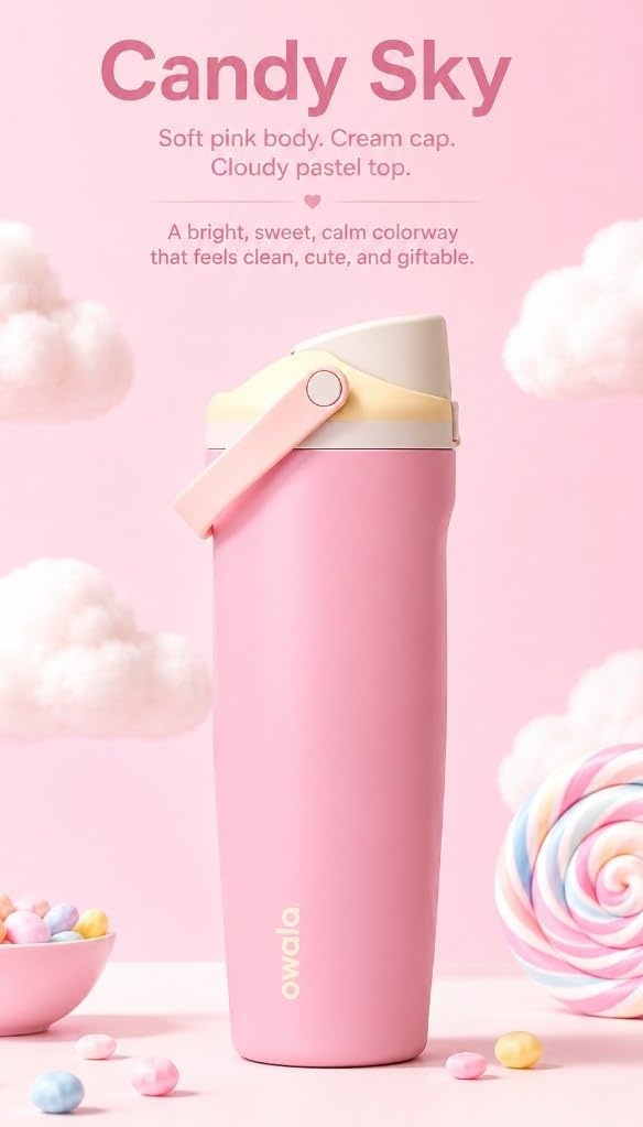 image:imageOwala FreeSip Sway Stainless Steel 30oz Cotton Candy Sky